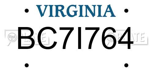 BC7I764 Virginia License Plate