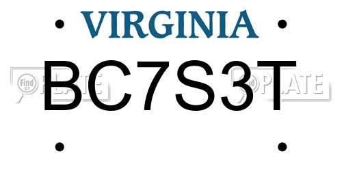 BC7S3T Virginia License Plate