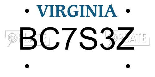 BC7S3Z Virginia License Plate