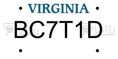 BC7T1D Virginia License Plate