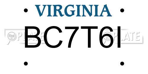 BC7T6I Virginia License Plate