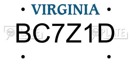 BC7Z1D Virginia License Plate