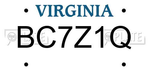 BC7Z1Q Virginia License Plate
