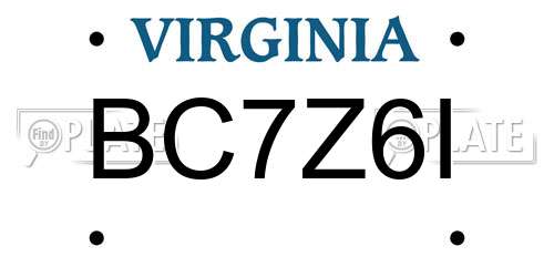 BC7Z6I Virginia License Plate