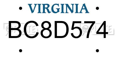 BC8D574 Virginia License Plate