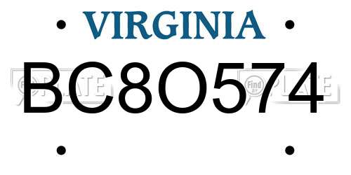BC8O574 Virginia License Plate