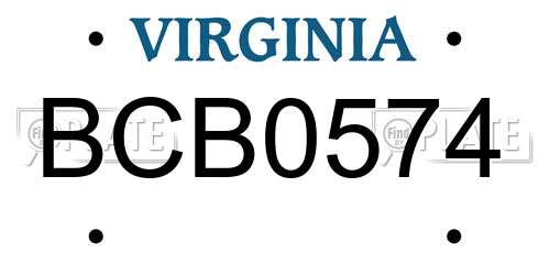 BCB0574 Virginia License Plate