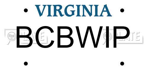 BCBWIP Virginia License Plate