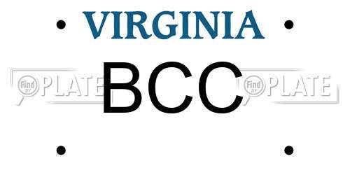 BCC Virginia License Plate