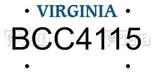 BCC4115 Virginia License Plate