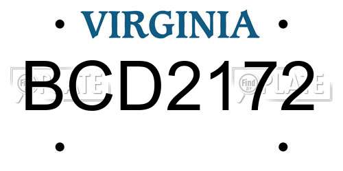 BCD2172 Virginia License Plate