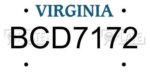 BCD7172 Virginia License Plate