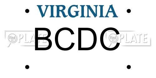 BCDC Virginia License Plate