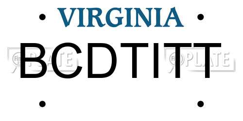 BCDTITT Virginia License Plate