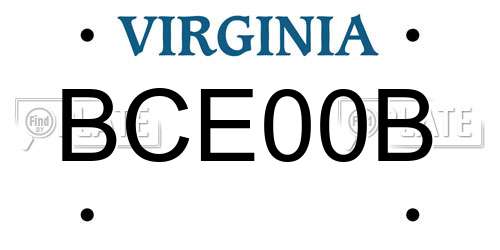 BCE00B Virginia License Plate