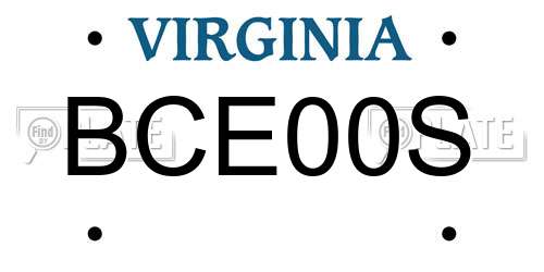 BCE00S Virginia License Plate