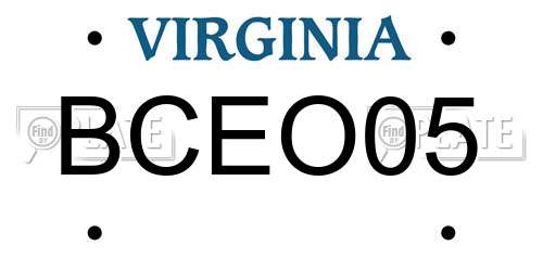 BCEO05 Virginia License Plate
