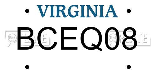 BCEQ08 Virginia License Plate