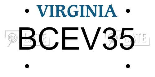 BCEV35 Virginia License Plate