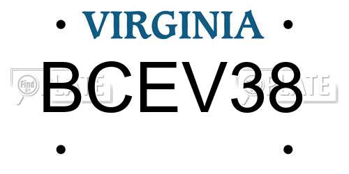 BCEV38 Virginia License Plate
