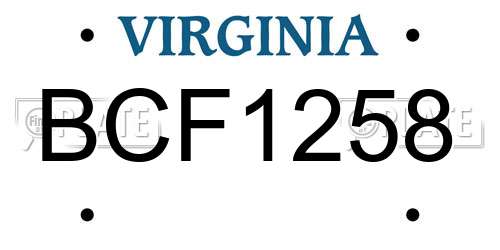 BCF1258 Virginia License Plate
