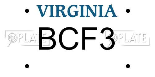 BCF3 Virginia License Plate