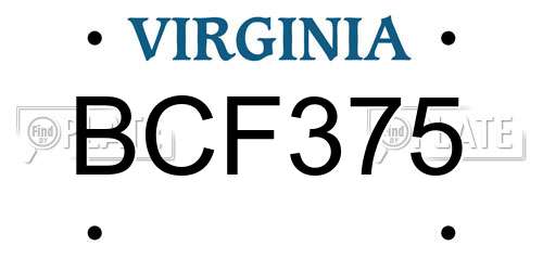 BCF375 Virginia License Plate