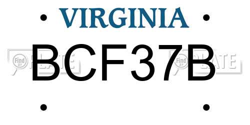 BCF37B Virginia License Plate