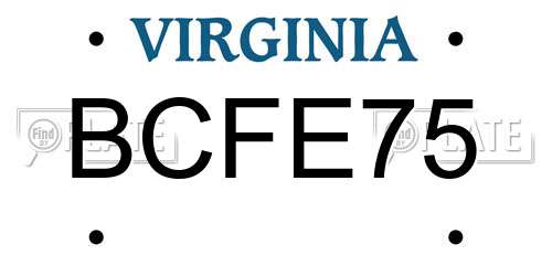 BCFE75 Virginia License Plate