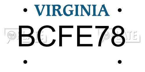 BCFE78 Virginia License Plate