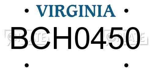 BCH0450 Virginia License Plate