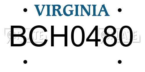 BCH0480 Virginia License Plate