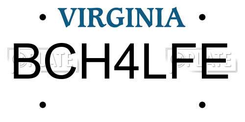 BCH4LFE Virginia License Plate