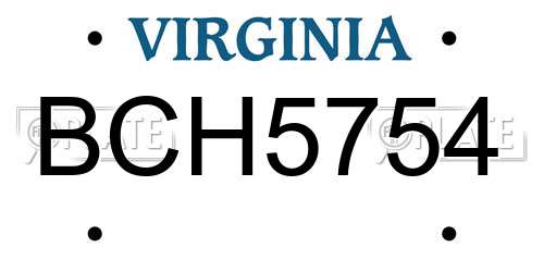 BCH5754 Virginia License Plate