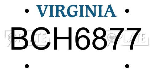 BCH6877 Virginia License Plate