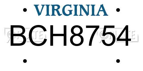 BCH8754 Virginia License Plate