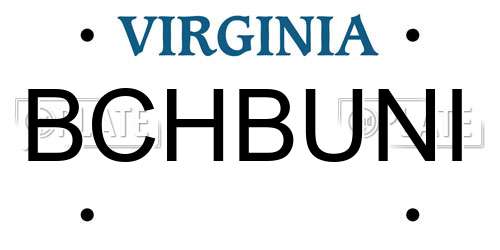 BCHBUNI Virginia License Plate