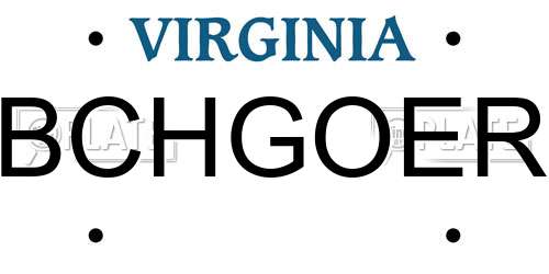 BCHGOER Virginia License Plate