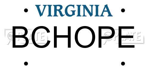 BCHOPE Virginia License Plate
