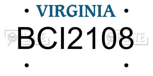 BCI2108 Virginia License Plate