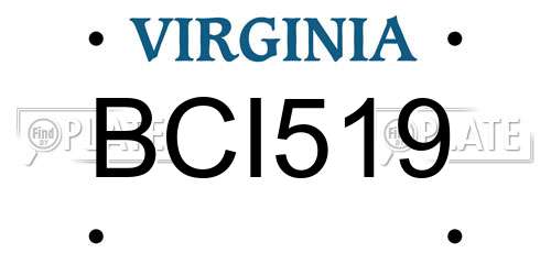 BCI519 Virginia License Plate