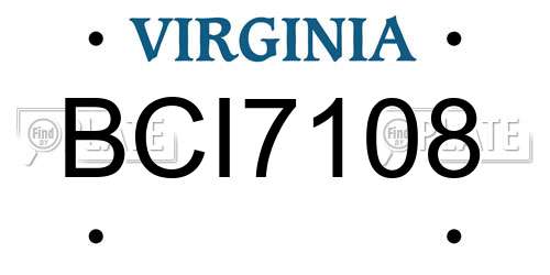 BCI7108 Virginia License Plate