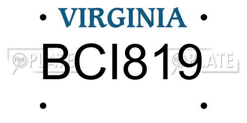 BCI819 Virginia License Plate