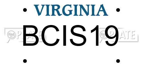 BCIS19 Virginia License Plate