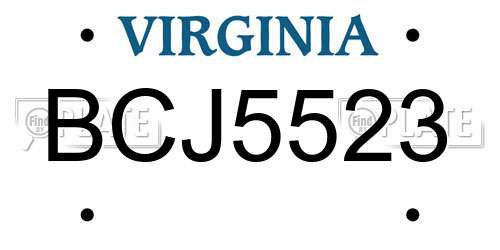 BCJ5523 Virginia License Plate