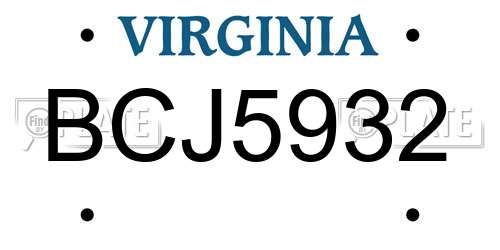 BCJ5932 Virginia License Plate