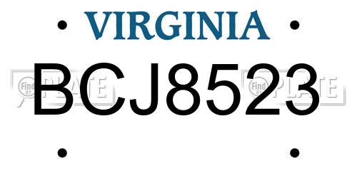 BCJ8523 Virginia License Plate