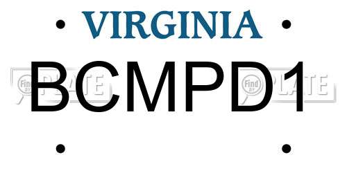BCMPD1 Virginia License Plate