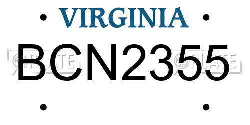 BCN2355 Virginia License Plate