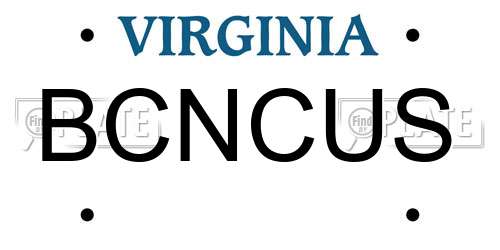 BCNCUS Virginia License Plate